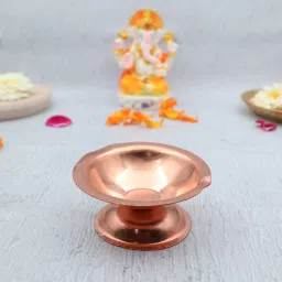 Copper Diya Stand | Akhand Diya | High Quality Oil Lamp for Daily puja Pack 1 Copper Table Diya-image-21