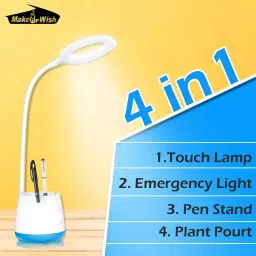 make ur wish Touch On/Off Switch LED Desk Lamp/Student Study Reading/Learning Dimmer/Brightener Rechargeable Led Table Lamps(Multicolor) Study Lamp image 3