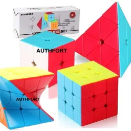 3 x 3 Twisty Cube 2X2 3x3 and Pyraminx Pyramid Triangle High Speed Stickerless Cube combo pack of 4-0