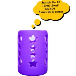Baby Feeding Bottle Silicone Warmer Cover/Sleeve Holder/Insulated Protection for Newborns/Infants/Babies (Pack of 1) (Purple, 120 ML)-picture-17