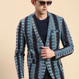Men Printed Single Breasted Festive & Wedding Blazer-image-13