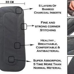tiny tots Pack of 5 Wetfree Reusable Washable Cotton Diaper Nappy Inserts for Baby Cloth Diapers, 5 Layer Bamboo Charcoal Inserts Liners Natures Cloth Diaper Liner - M (5 Pieces image 2