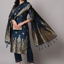 Women Silk Blend Kurta Pant Dupatta Set-image-29