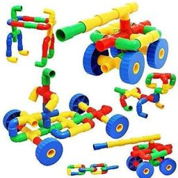 Building Blocks Toy for Kids Colorful Creative Educational Play and Learn Plastic Water Pipe Shaped Building Blocks Toy for Kids - Pipe Puzzle (150+ Pcs) (Multicolor)-image-4