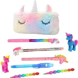 Unicorn Pencil Box for Girls with stationeries Pencil Pouches for girls Unicorn Art Artificial Leather Pencil Box-4