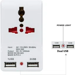 Zoomstore 2 WAY + 2 USB ADAPTER Universal Travel Adapter USB Adapter image 5