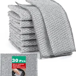 rosefair Stainless Steel Scrubber Non-Scratch Wire Dishcloth for Washing Dishes Sinks Wet and Dry Stainless Steel Cleaning Cloth-picture-9