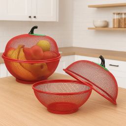Apple Shape Fruits &rf65 Vegetables Basket for Kitchen With Net Cover Stainless Steel Fruit & Vegetable Basket-image-62