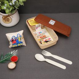 Mini Lunch Box Kids Lunch Box with Fork Spoon Rakhi Gift Combo Set 2 Containers Lunch Box-image-55