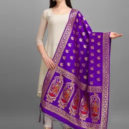 Pure Silk Woven Purple Women Dupatta-image-5
