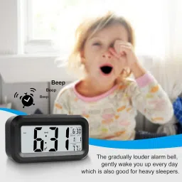 bbd kitchen shop Digital Alarm Clock Table Clock for Students, Home and Office with Date and Time, Black Clock image 5