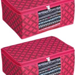 Soflin Non Woven Storage Cover Large Saree Cover/ Garment Cove /Storage Bag Pack of 2 Cotton Laundry Bag-image-48
