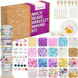 Multi Beads for Jewellery Making Kit, Colorful Beads Set for Kids-18