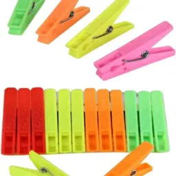 24pcs Heavy Duty Rust Free Plastic Cloth Clips/Cloth Drying Pins (Multicolor) Plastic Cloth Clips-19
