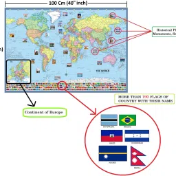 golden paper (Pack of 3 Maps) INDIA, WORLD and GUJARAT MAP All With Important Fact & Figure, Ideal for Competitive Exams Such UPSC, PCS, SSC, RAIILWAY'S and Other Competitive Exams. Updated Maps. Paper Print image 4