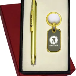 2in1 Advocate Set in Shiny Gold Color Retractable Pen & Metal Keychain Pen Gift Set-image-56