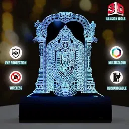 artistic gifts 3D Illusion Color Changing LED Tirupati Balaji Murti Car Dash Indicator Lamp image 2