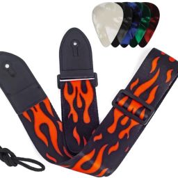 Guitar Strap with Picks Adjustable Guitar Belt For Acoustic/Bass/Electric Guitar Polyester Strap-19