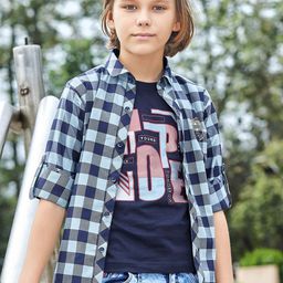 MashUp Boys Classic Opaque Checked Casual Shirt-image-131