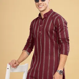 Anouk Men Striped Flared Sleeves Thread Work Kurta-picture-16