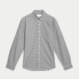 Marks & Spencer Men Button-Down Collar Micro Checked Cotton Casual Shirt-image-74