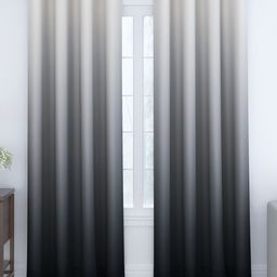 Story@home Grey & Black 2 Pieces Colourblocked Room Darkening Long Door Curtains-image-6