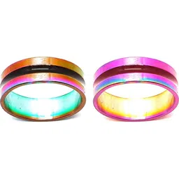 Dynamic Retail Global Set of 2 Rings for Men & Women, Multicolor-Purple Alloy Ring ()-image-97