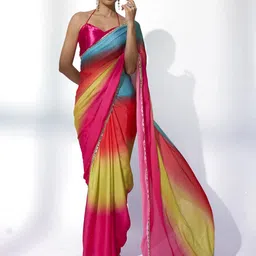 Kalista Dyed Ombre Mirror Work Satin Ready to Wear Saree-picture-19