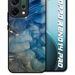 QRIOH Blue Cool Marble Printed Oppo Reno14 Pro 5G Glass Back Case Mobile Accessories-picture-45