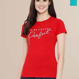 Mast & Harbour Women Typography 2 Printed Applique T-shirt-image-85