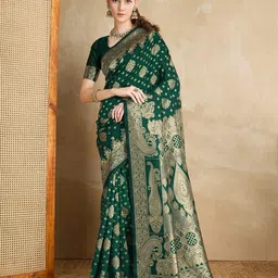 Shreyansh creation Ethnic Motifs Zari Pure Silk Banarasi Saree-picture-18