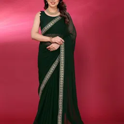 DIVASTRI Embroidered Poly Georgette Saree-image-38