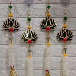 Sellplus 4 Pcs White & Green Mogra With Lotus Small Hanging-0