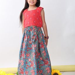 Here&Now X Kinder Kids Girls Printed Ready to Wear Lehenga &-16