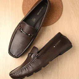 Valentino Men Perforations Leather Loafers-image-11