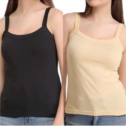 SAJATA Pack of 2 Solid Camisoles-image-0