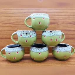 laghima jadon Green Printed Ceramic Glossy Cups Set of Cups and Mugs-image-63