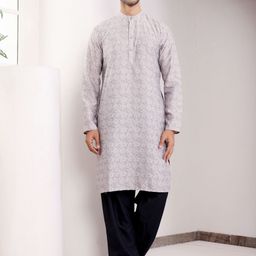 Rawayi Men Geometric Thread Work Kurta-51