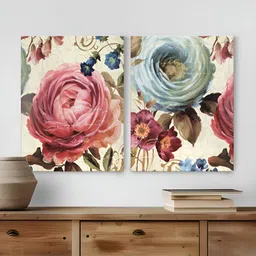 Myntra Elegant Homes Pink & Blue 2 Pieces Floral And Botanical Printed Wall Arts-31