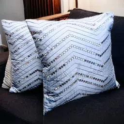 Bedbathandbliss Turquoise Blue Set of 5 Square Cushion Covers-3