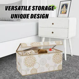 Kuber Industries White 4 Pieces Printed Drawer Organisers With Transparent Lid image 2