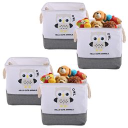 Kuber Industries White & Grey 4 Pieces Printed Drawer Storage Baskets With Handle-2