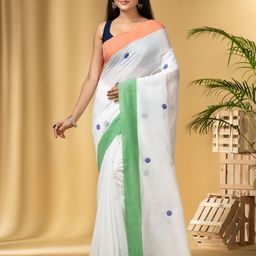 DESH BIDESH Polka Dot Pure Cotton Khadi Saree-image-81