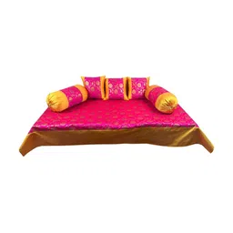 Pink Parrot Pinkparrot 6-Pcs Yellow & Pink Printed Diwan Set-12