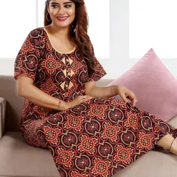 CINCO Women Ethnic Motifs Printed Maxi Nightdress-picture-6