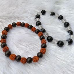Divine souvenirs Unisex Set Of 2 Wooden Rudraksha Beaded Elasticated Bracelets-2