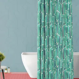 ArtzFolio Green and White Geometric Printed Waterproof Shower Curtain-image-94