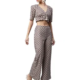 Global Republic Checked V-Neck Top With Trouser-image-71