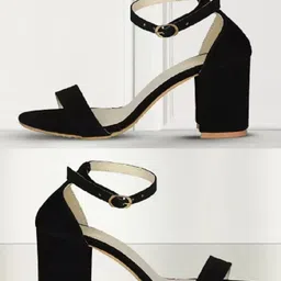 Fashion Tails Velvet Block Sandals with Buckles-32