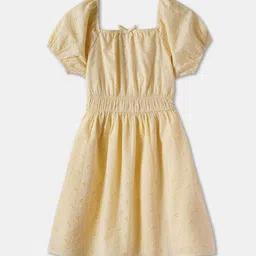 R&B Girls Self Design Square Neck Fit And Flare Dress-5